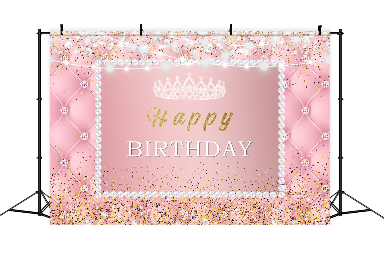 Toile de Fond Anniversaire Personnalisable Perle Rose Éclatante RR1-47