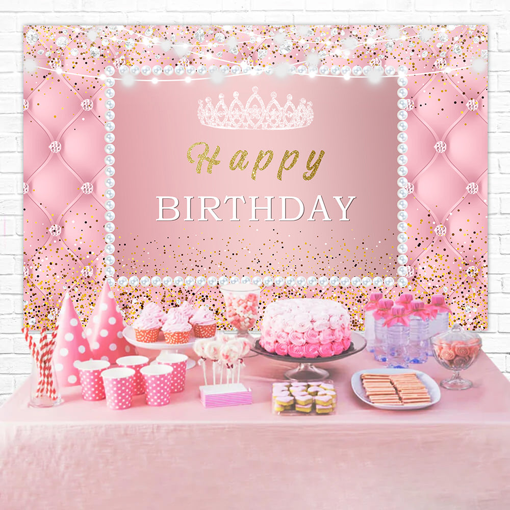 Toile de Fond Anniversaire Personnalisable Perle Rose Éclatante RR1-47