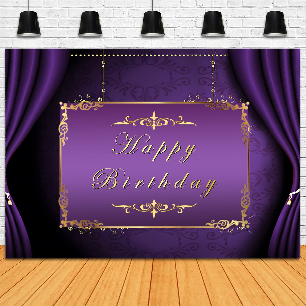 Fond Anniversaire Personnalisée Cadre Doré Violet RR1-48