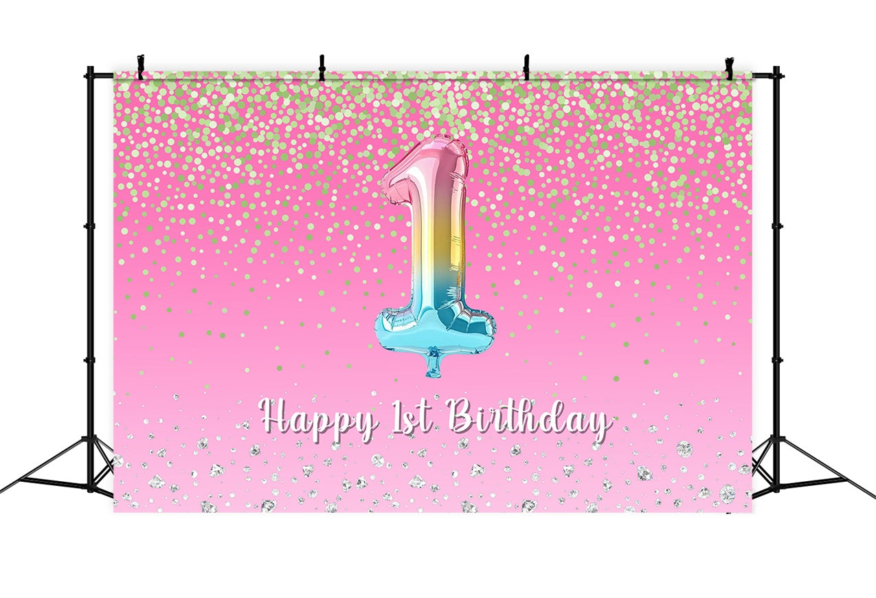 Fond Anniversaire Personnalisée Diamant Rose Scintillant 1 An RR1-64