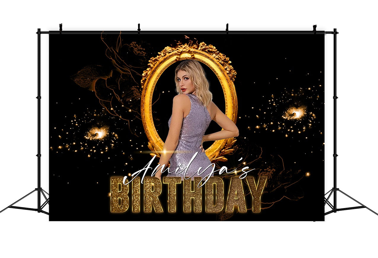 Fond Anniversaire Personnalisé Cadre Doré Fête RR1-99