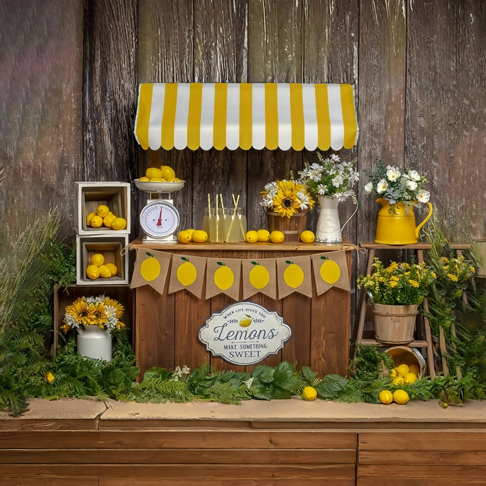 Toile de fond pour stand de vente de citrons à la planche d'été RR3-24