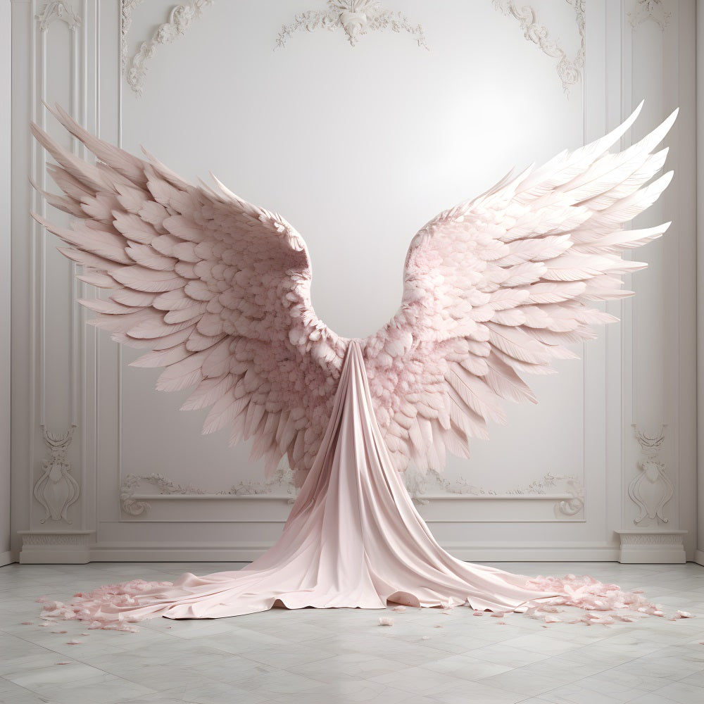 Esthero Toile de fond Blanc Vintage Mur Rose Ailes d'Ange Elégantes RR4-18