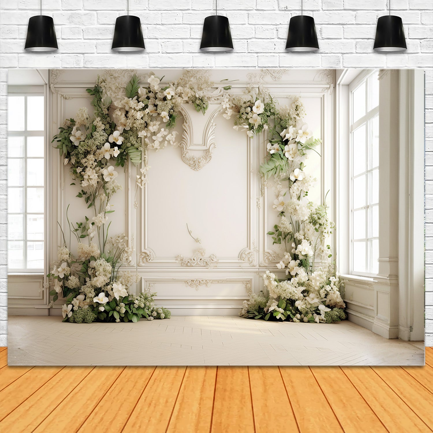 Esthero Toile de fond arche florale blanche vintage RR4-24