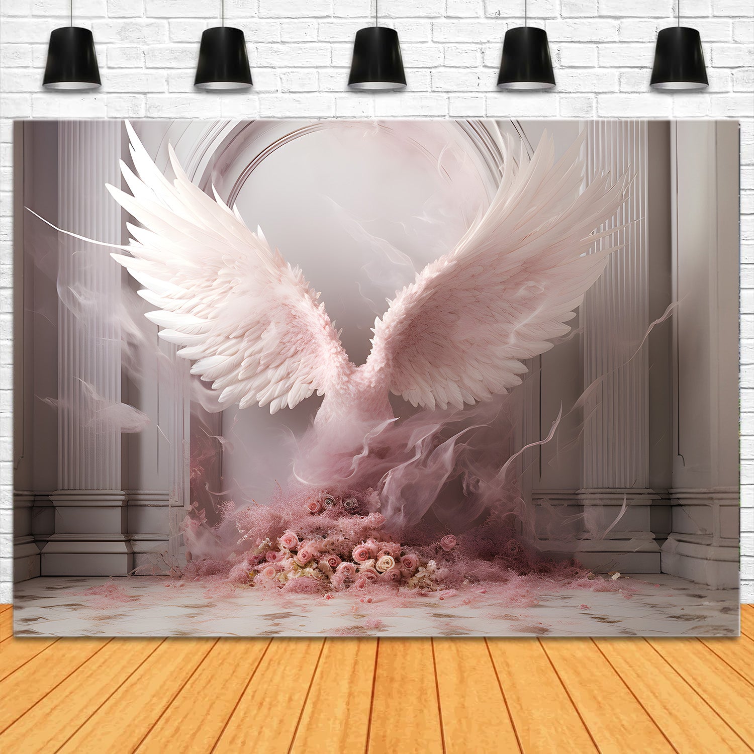 Esthero Toile de fond classique Vintage Mur Rose Ailes d'Ange RR4-27