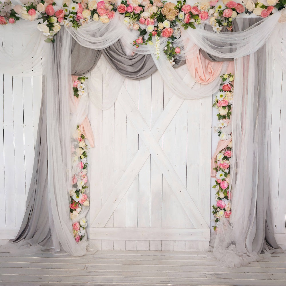 Esthero Toile de fond panneau bois thème mariage fleuri RR4-37