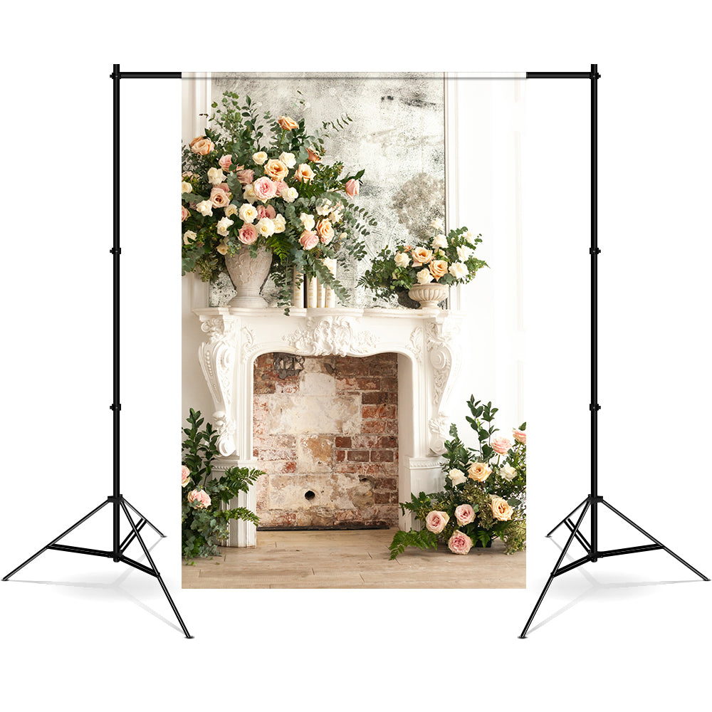 Esthero Toile de fond Sainte pour thème de mariage Rose Cheminée RR4-39