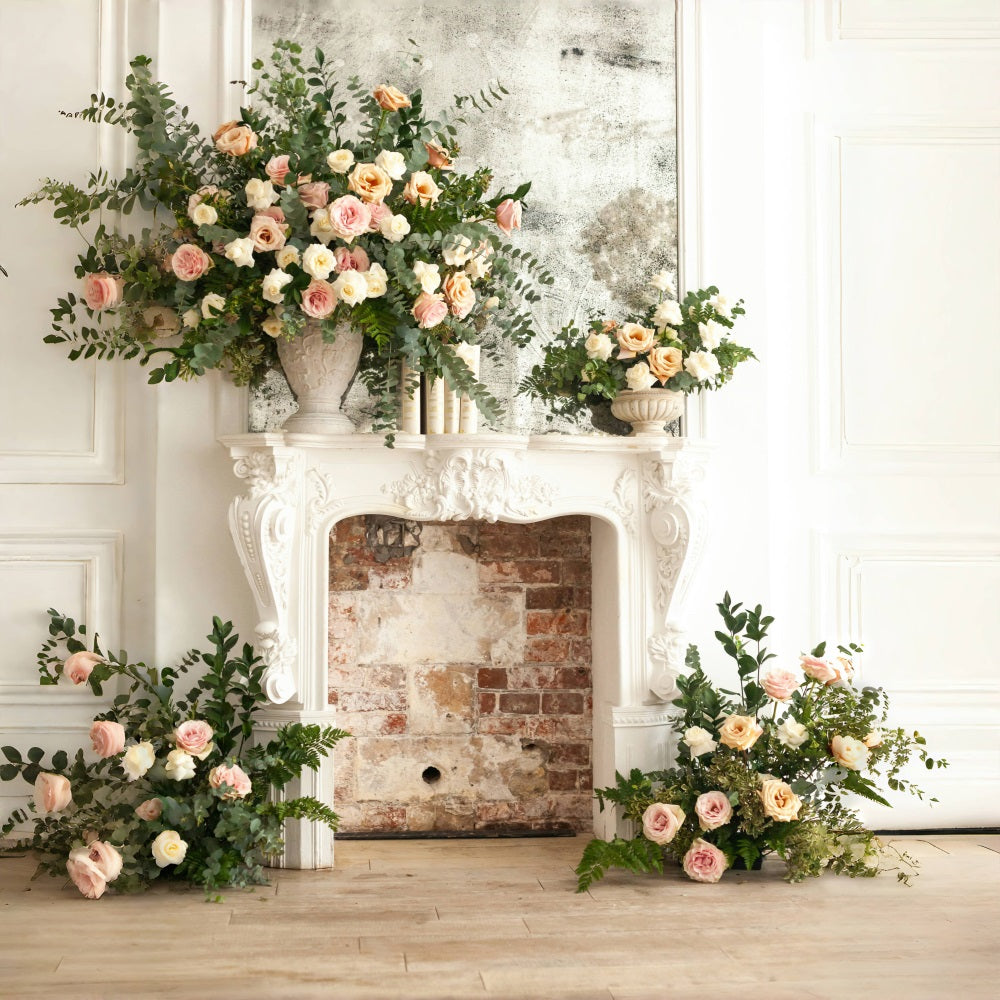 Esthero Toile de fond Sainte pour thème de mariage Rose Cheminée RR4-39