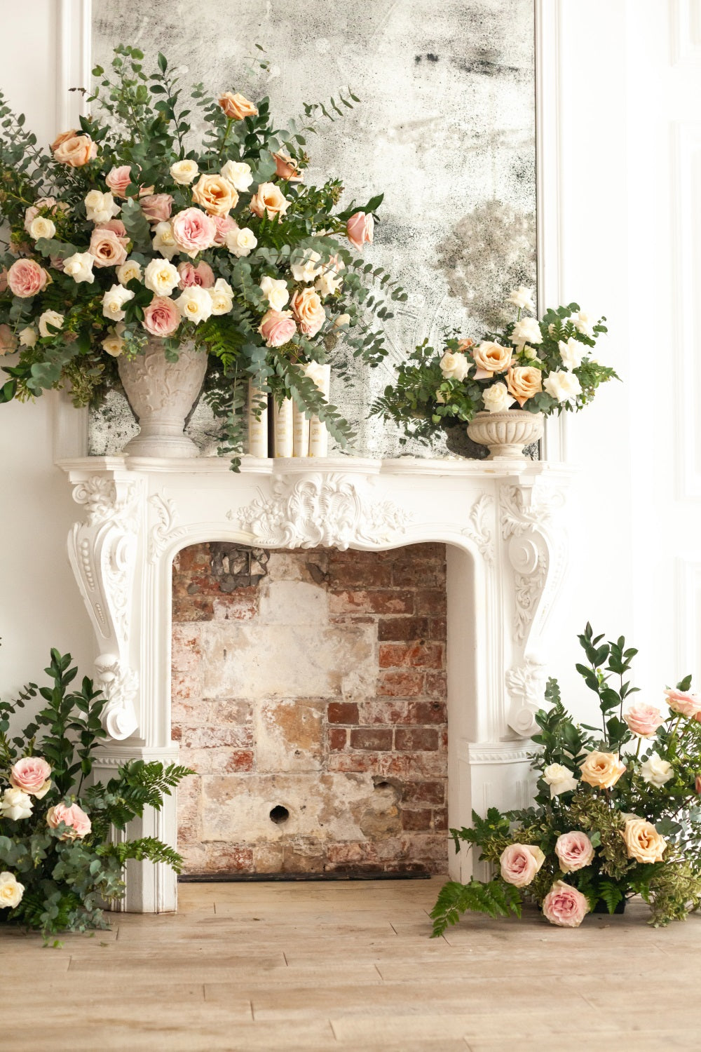Esthero Toile de fond Sainte pour thème de mariage Rose Cheminée RR4-39
