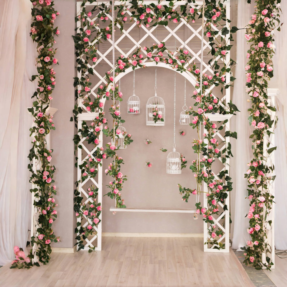 Esthero Toile de fond de cage à oiseaux sacrée avec fleur de vigne RR4-40