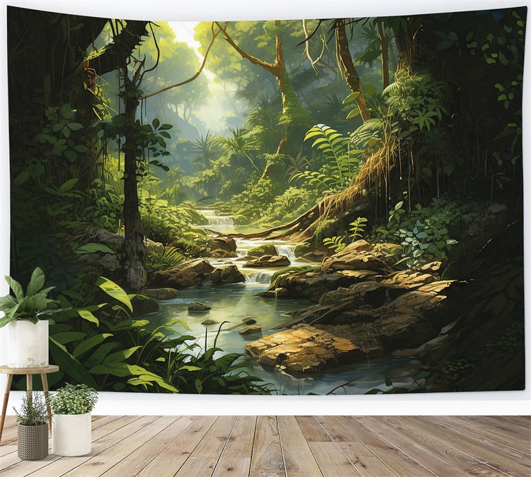 Esthero Toile de fond Forêt Mystique Ruisseau Clair Aventure RR4-44
