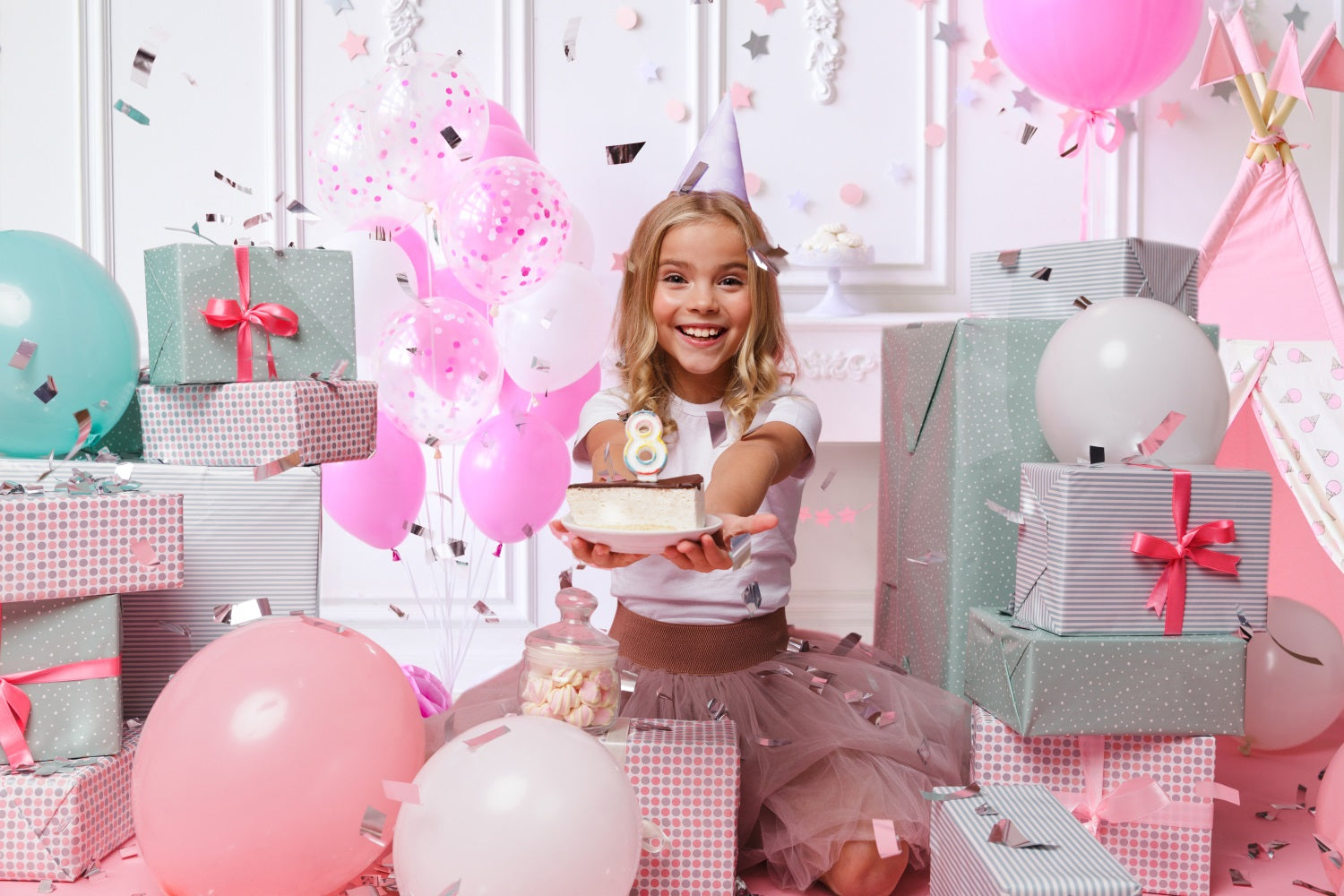Toile de Fond Rose pour Smash Cake d'Anniversaire de Bébé RR5-37