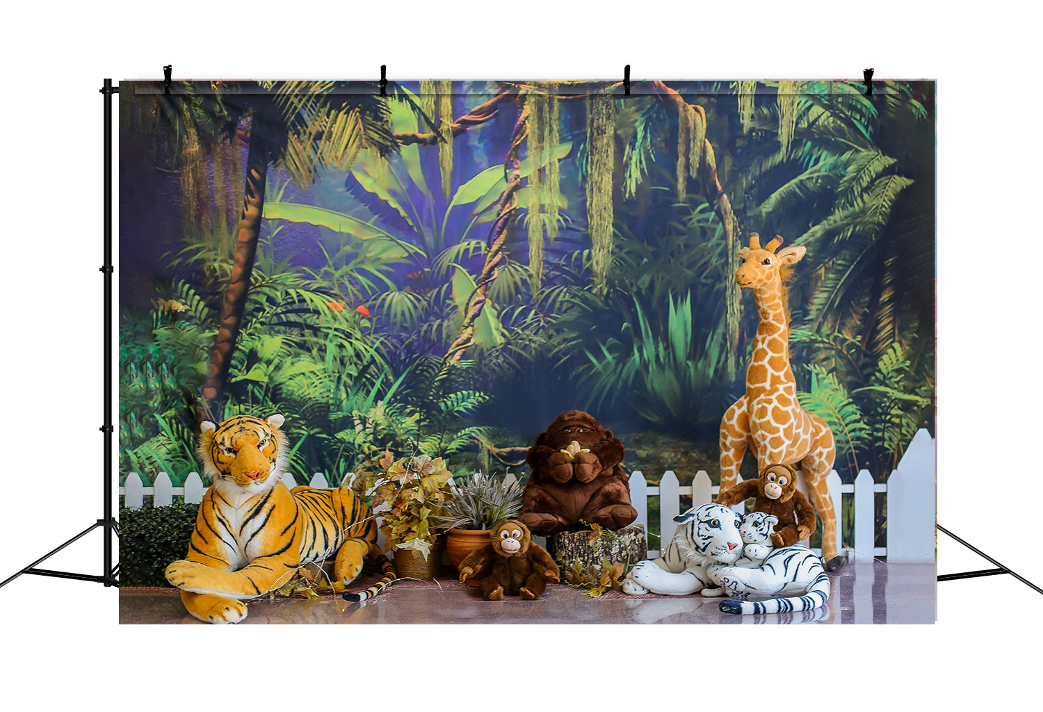 Toile de Fond Fête d'Enfants avec Animaux de la Jungle Safari RR5-45