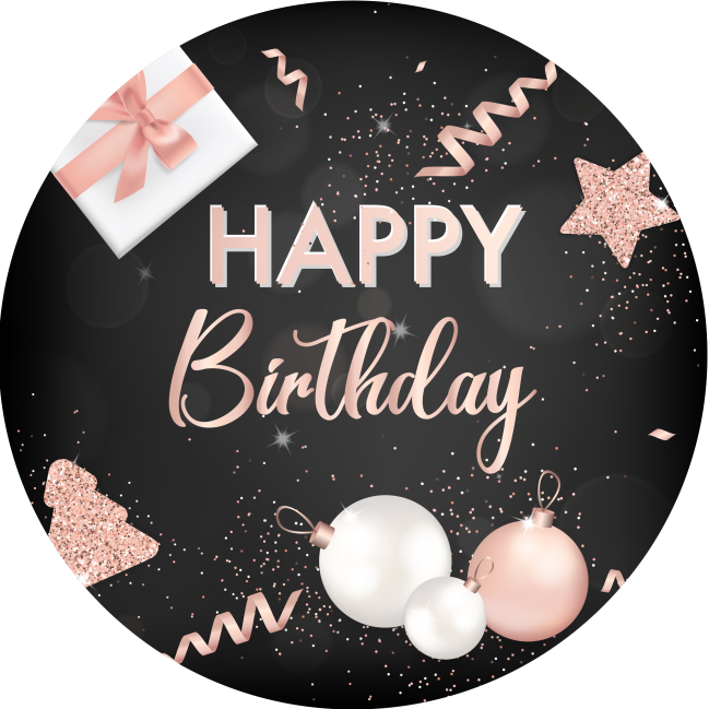 Toile de fond ronde Bannière d'anniversaire personnalisée avec paillettes RR5-60