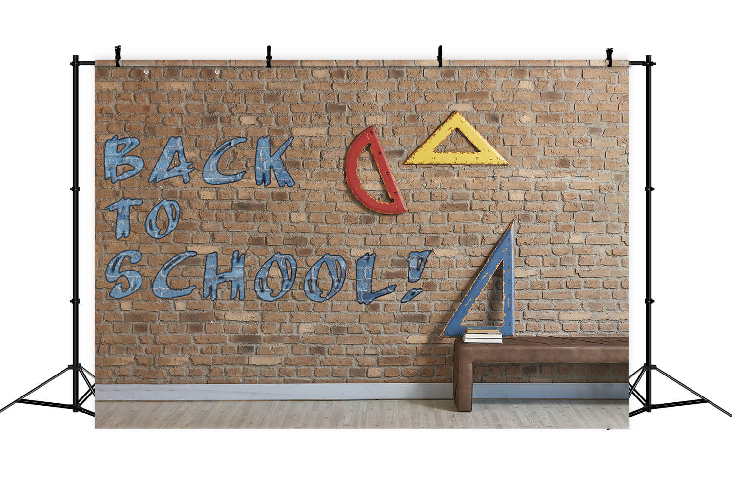 Toile de fond retour à l'école règles mur de briques RR6-29