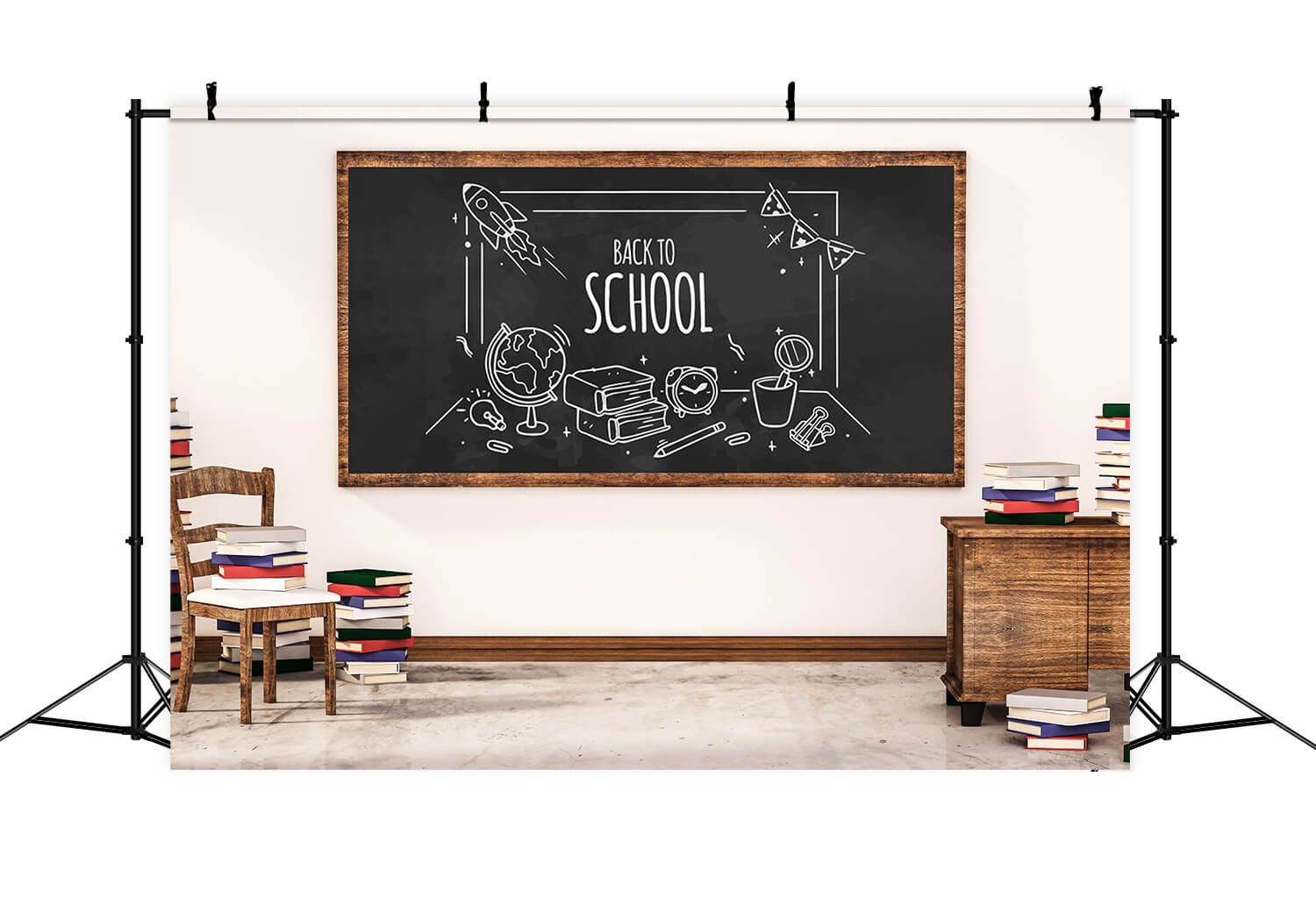 Toile de fond tableau noir de classe retour à l'école RR6-30