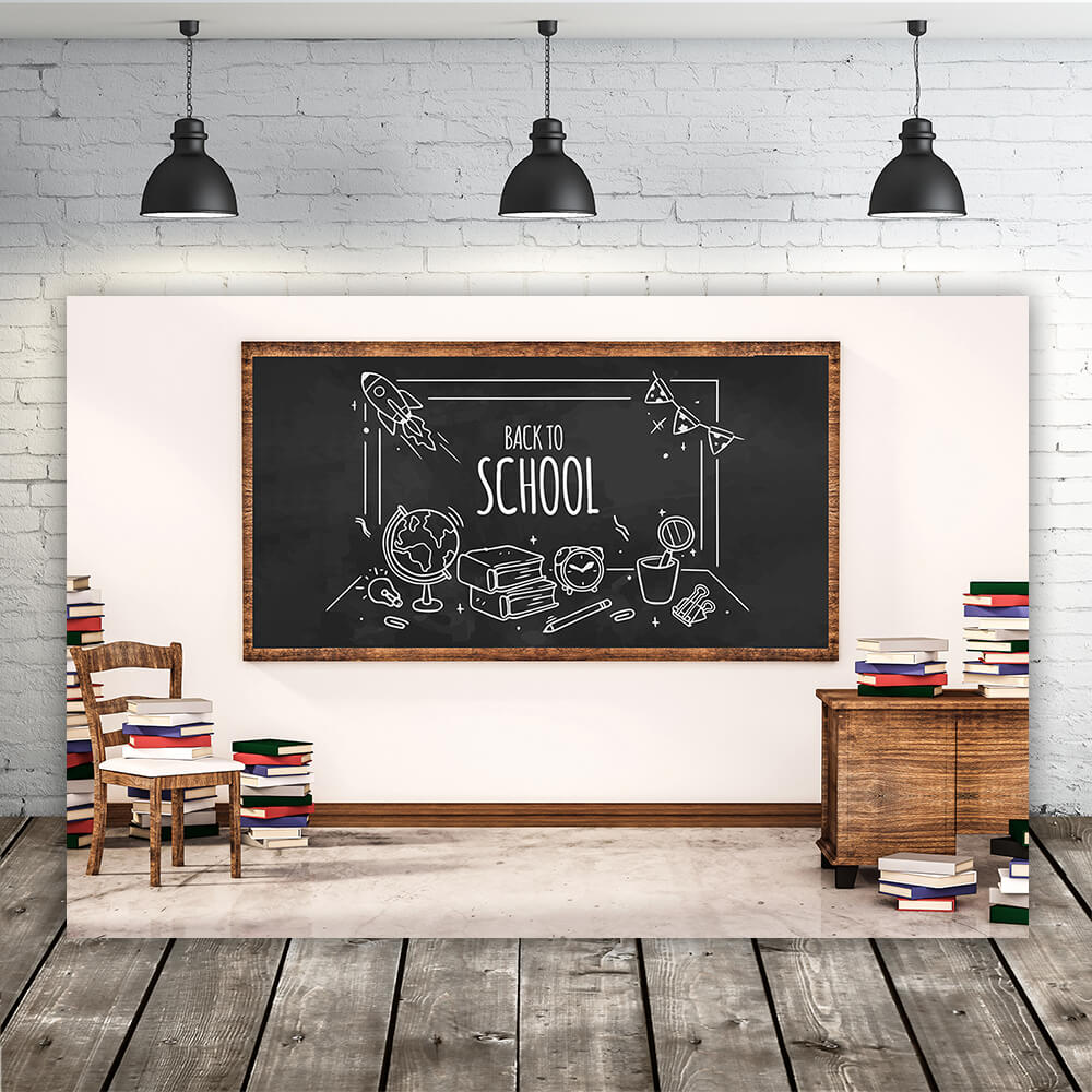 Toile de fond tableau noir de classe retour à l'école RR6-30