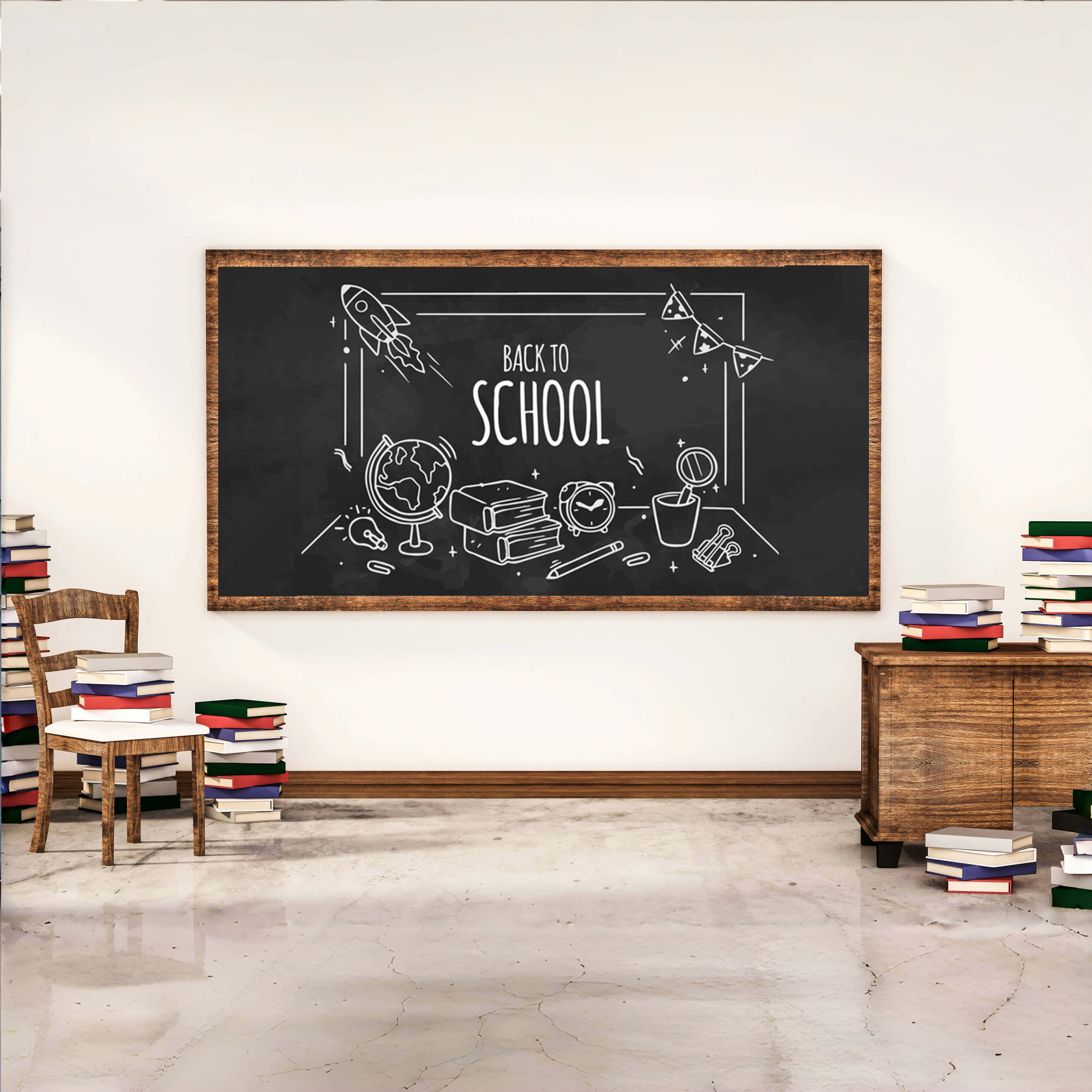 Toile de fond tableau noir de classe retour à l'école RR6-30