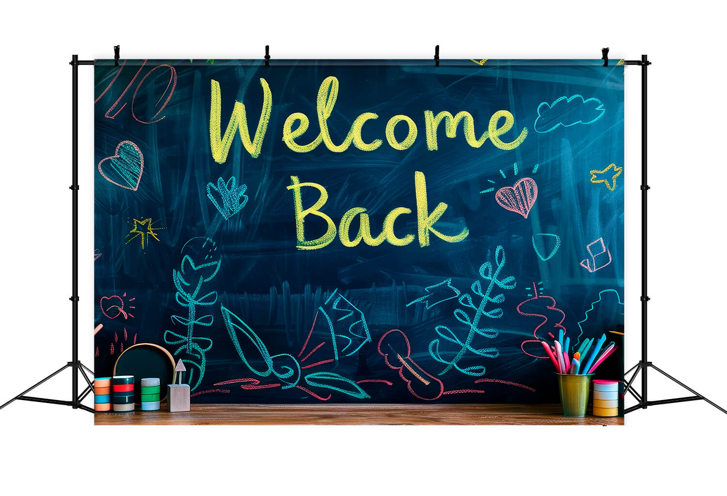 Toile de fond dessin à la craie colorée retour à l'école RR6-39