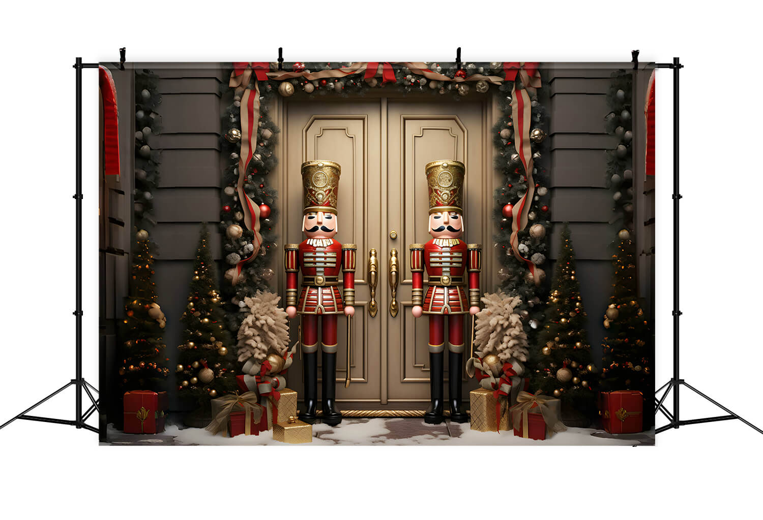 Toile de fond maison de Noël casse-noisette porte de nuit RR6-50