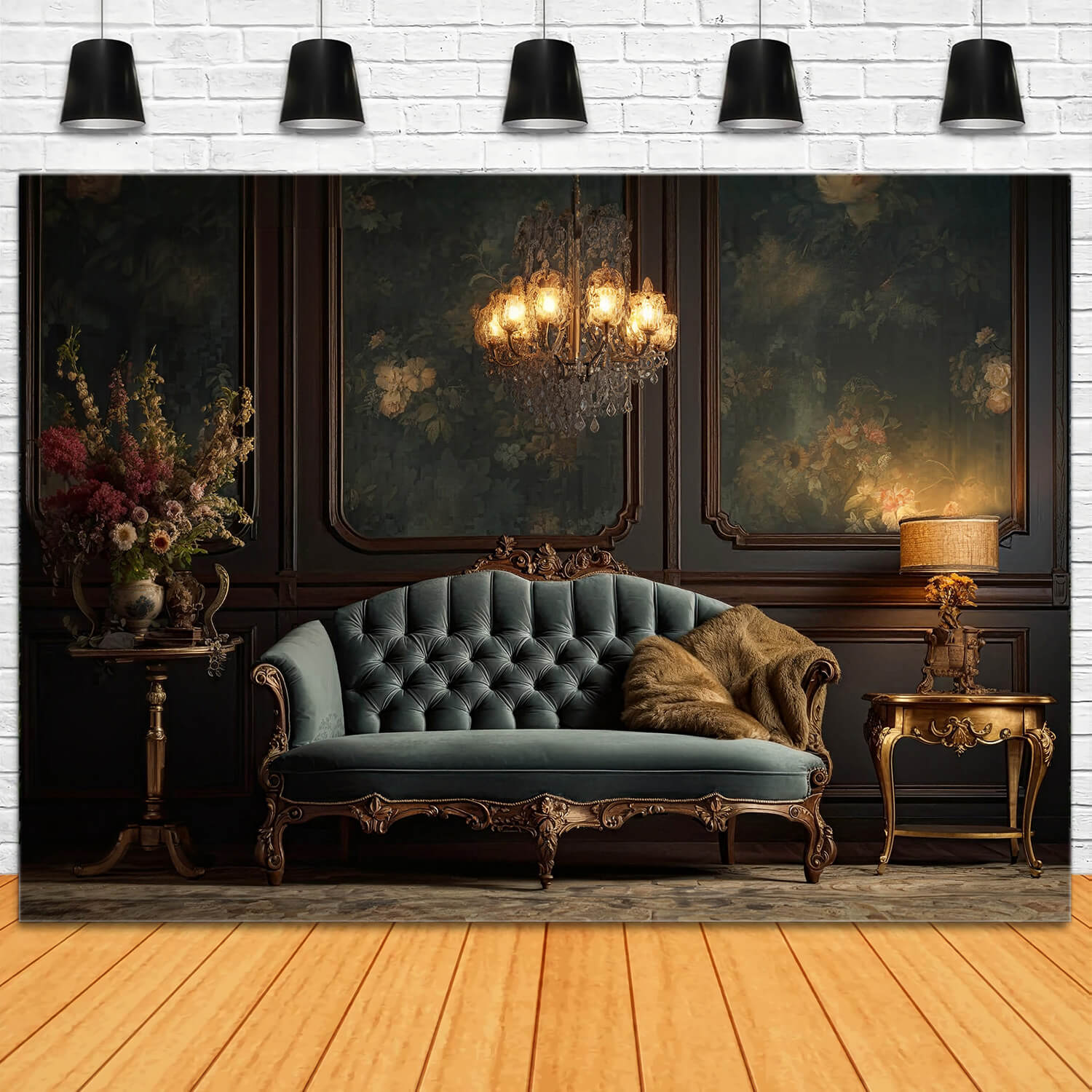 Toile de fond rétro mur salon canapé lampe RR6-61
