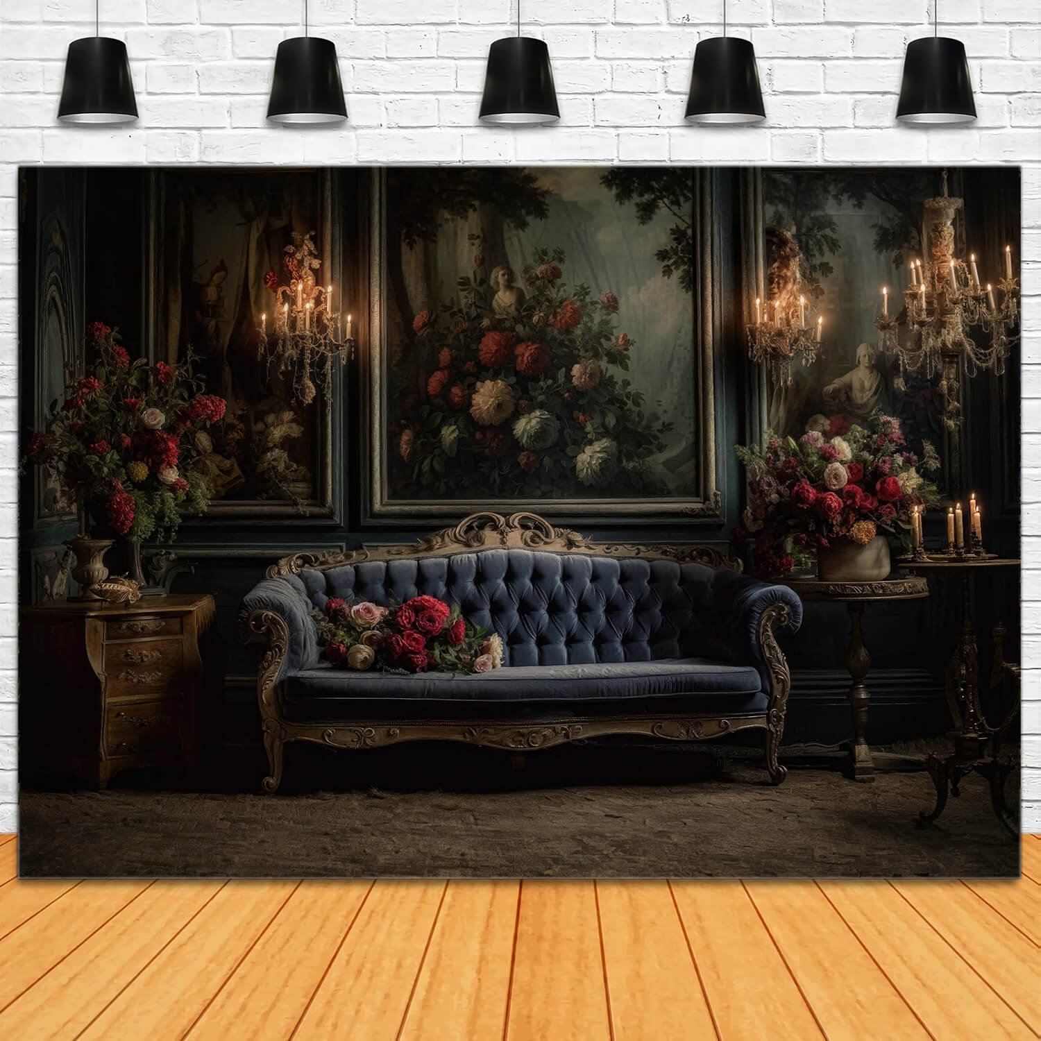 Toile de fond salon victorien mur rétro canapé RR6-63