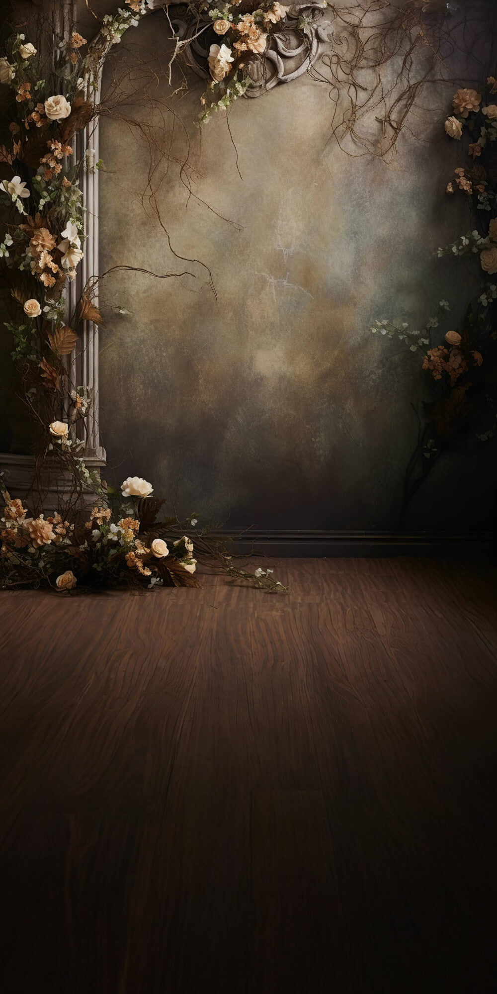Toile de fond Beaux-Arts Balayée Fleur Abstraite Marron RR6-93