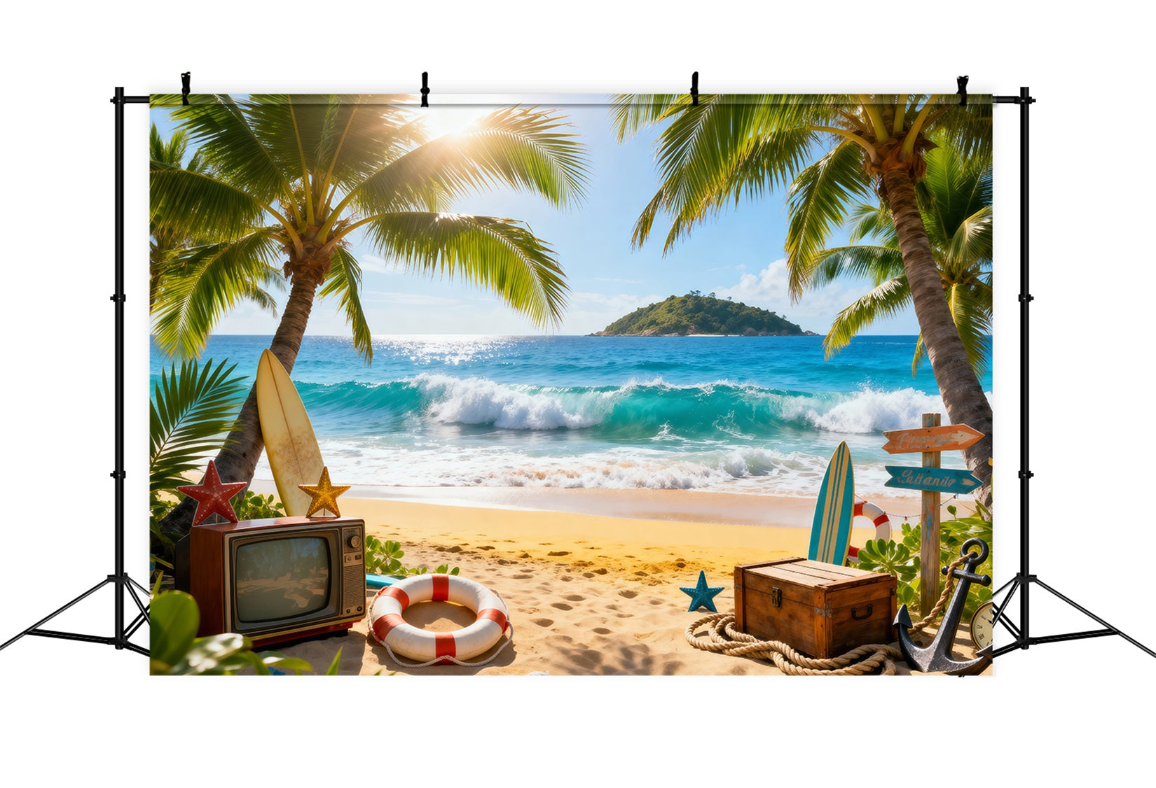 Toile de fond Plage Ambiance Tropicale Océan Ludique RR61-13