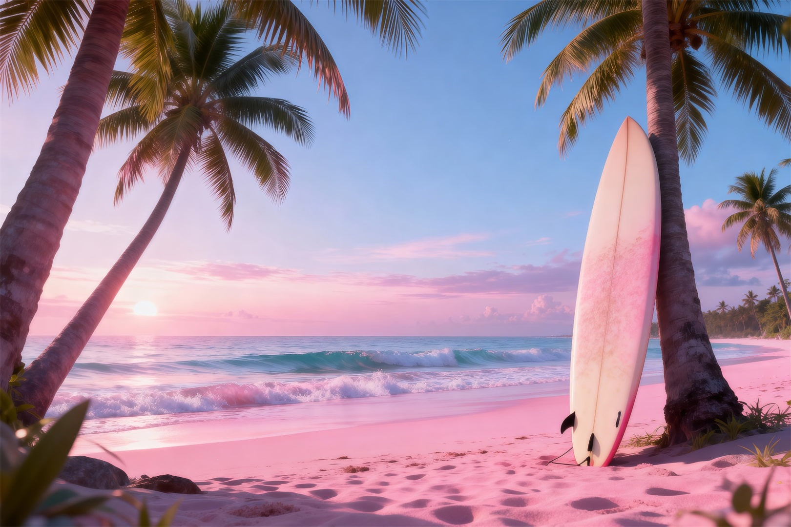Toile de fond Mer Planche Surf Paisible Bord De Mer RR61-15