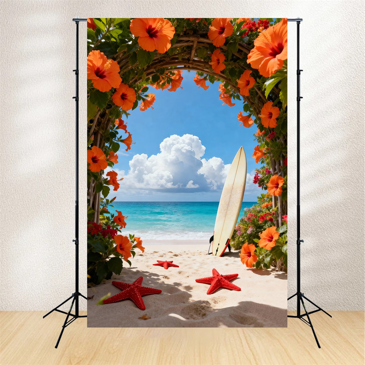 Fond Photo Plage Arche Fleurs Chemin Étoiles De Mer RR61-17