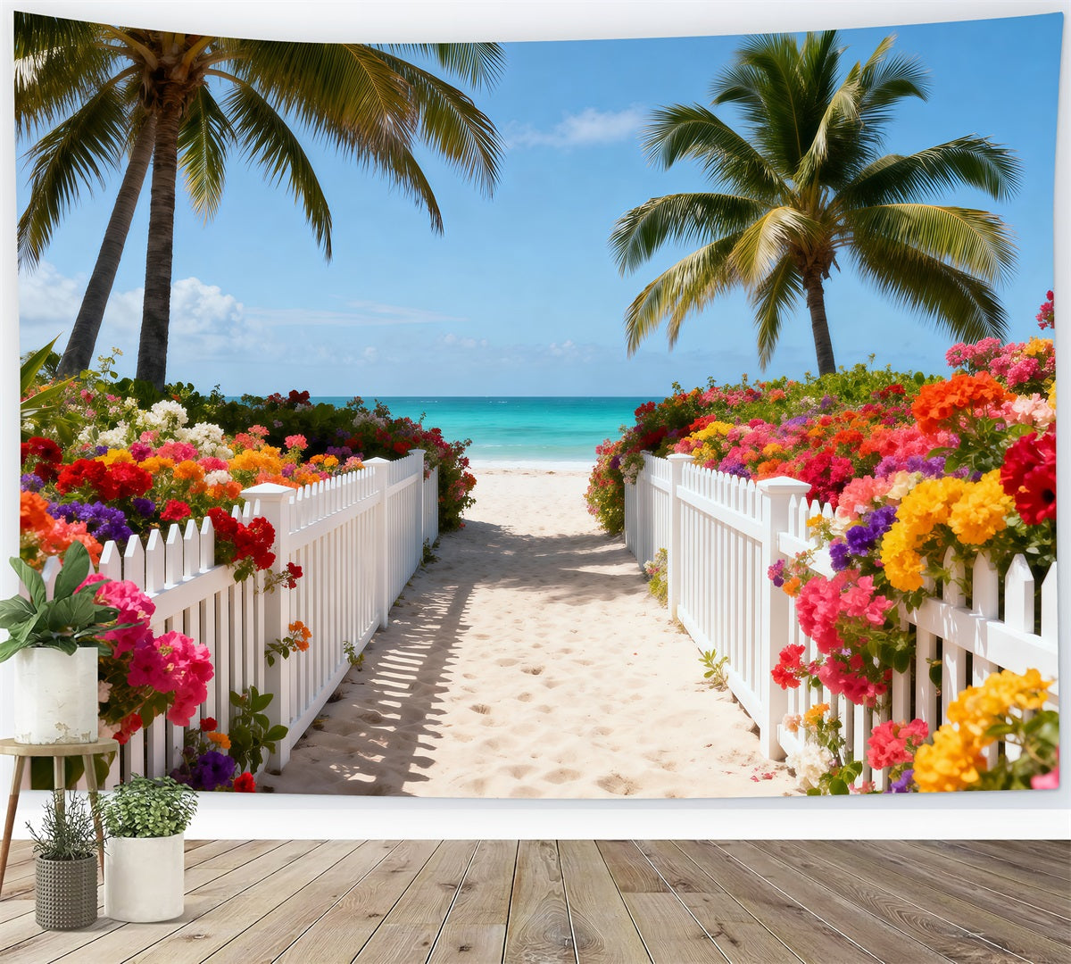 Fond Photo Mer Allée Florale Océan Ensoleillé RR61-18