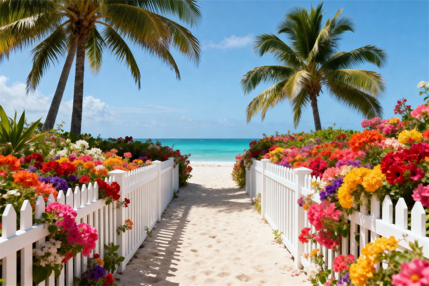 Fond Photo Mer Allée Florale Océan Ensoleillé RR61-18