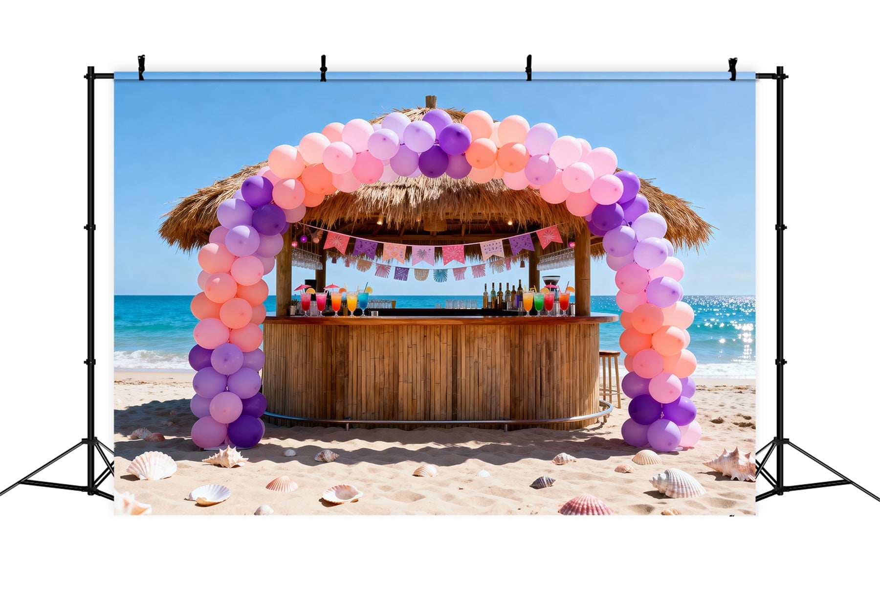 Toile de fond Plage Fête Bar Tiki Front De Mer RR61-21