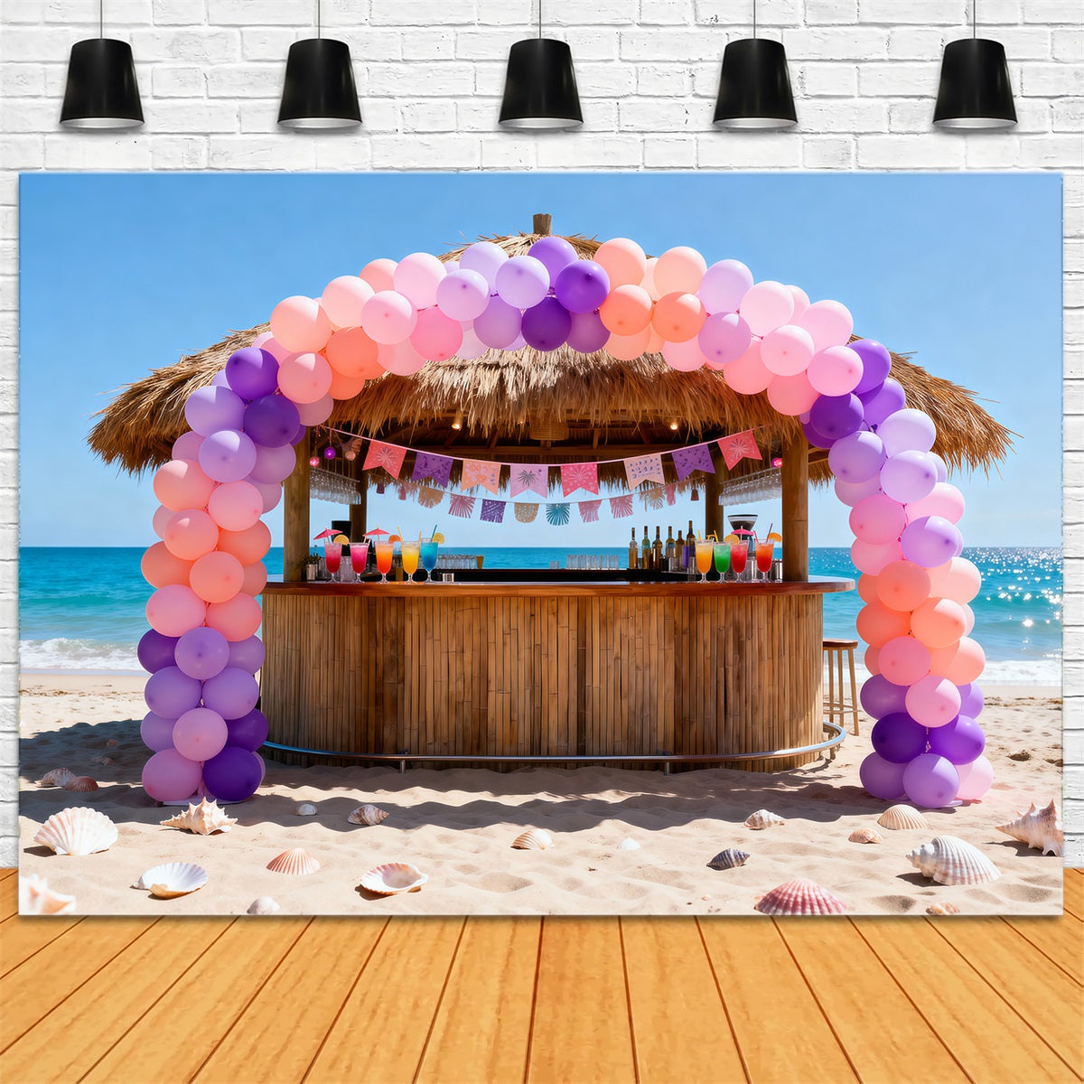 Toile de fond Plage Fête Bar Tiki Front De Mer RR61-21
