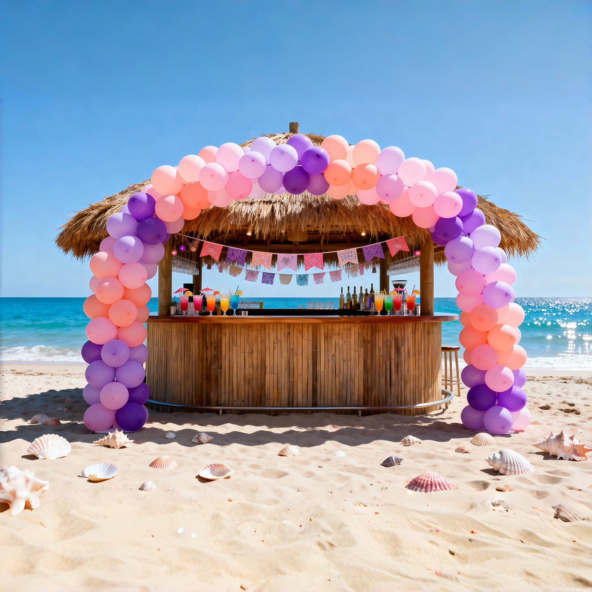Toile de fond Plage Fête Bar Tiki Front De Mer RR61-21