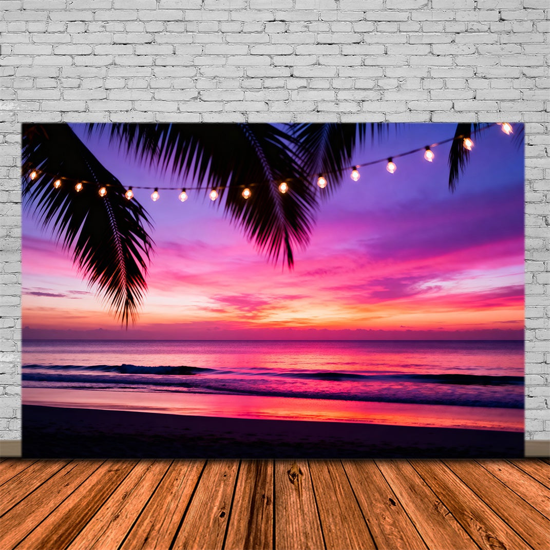 Toile de fond de Plage Lumières Coucher De Soleil Tropical RR61-22