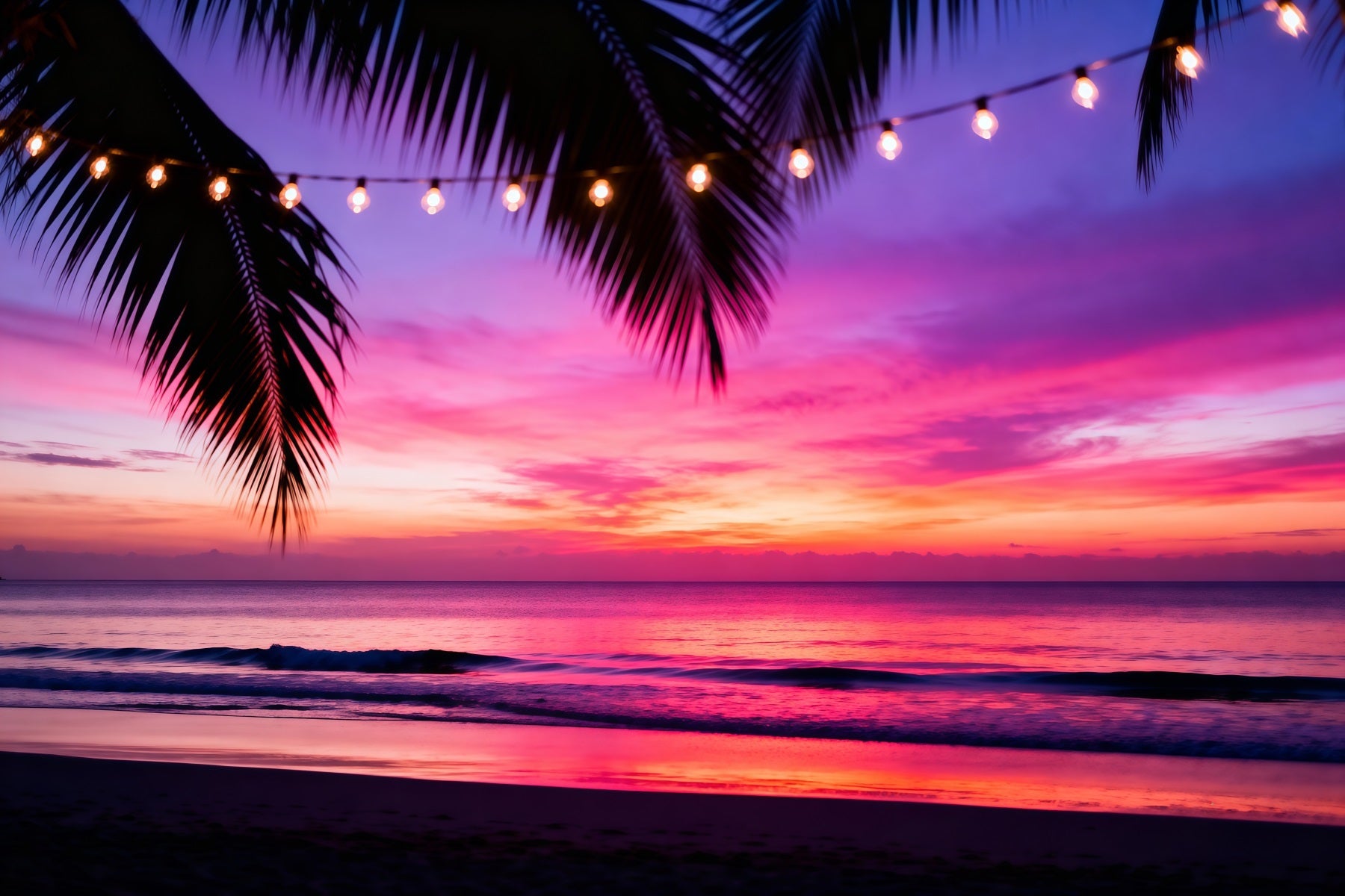 Toile de fond de Plage Lumières Coucher De Soleil Tropical RR61-22