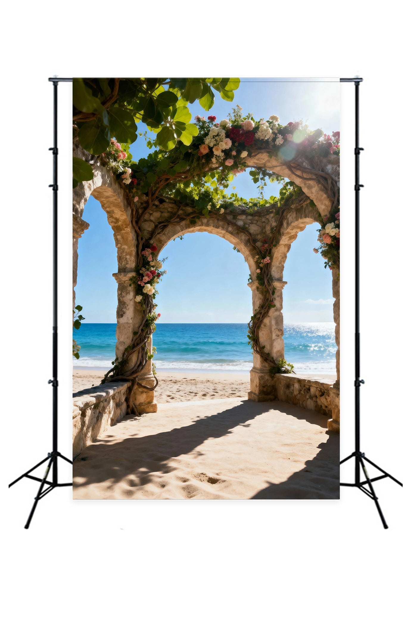 Toile de fond Mer Arche Fleurs Évasion Océan RR61-31
