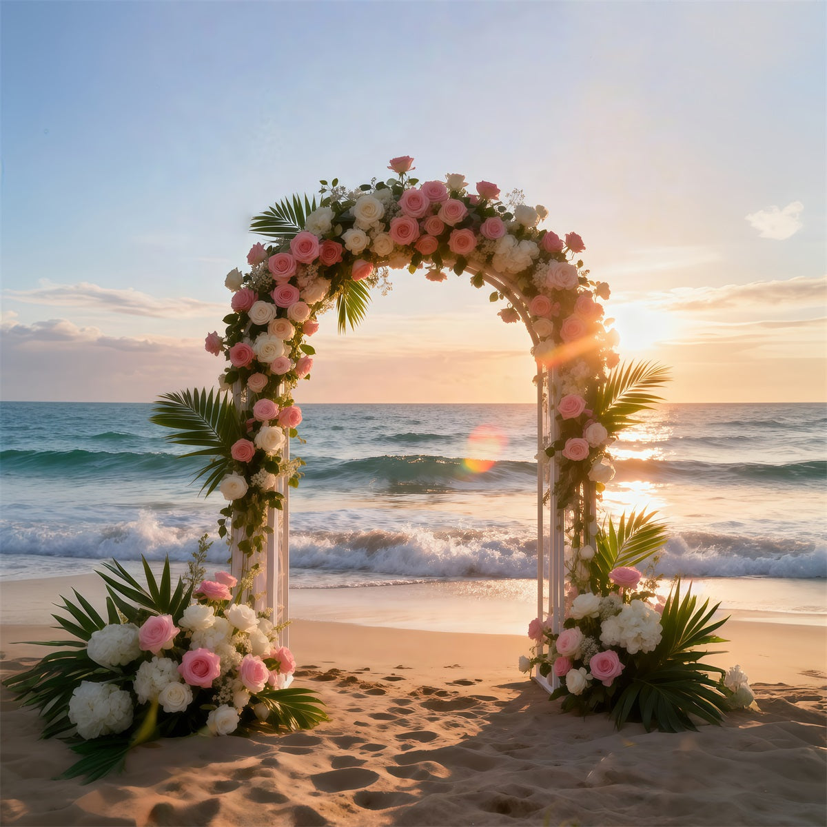 Fond Photo Plage Arche Mariage Florale Coucher De Soleil RR61-33