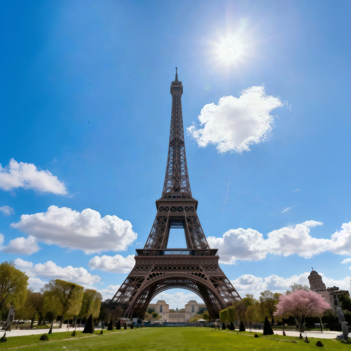 Fond Photo Tour Eiffel Monument Ciel Bleu Baigné De Soleil RR61-40