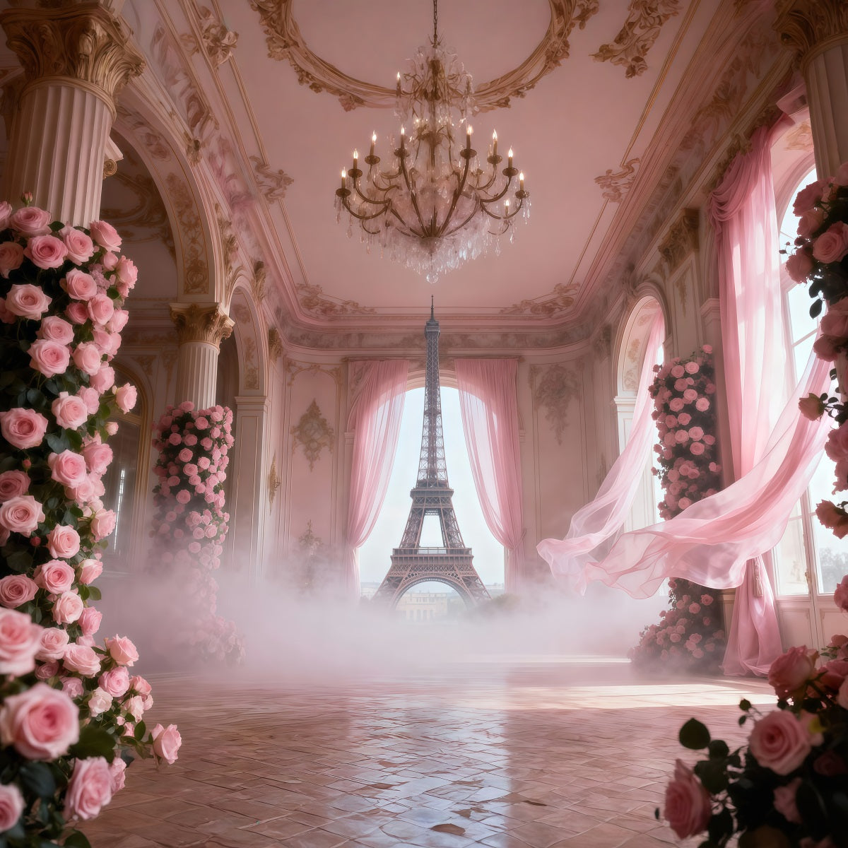 Fond Photo Paris Salle Palais Blush Roses RR61-44