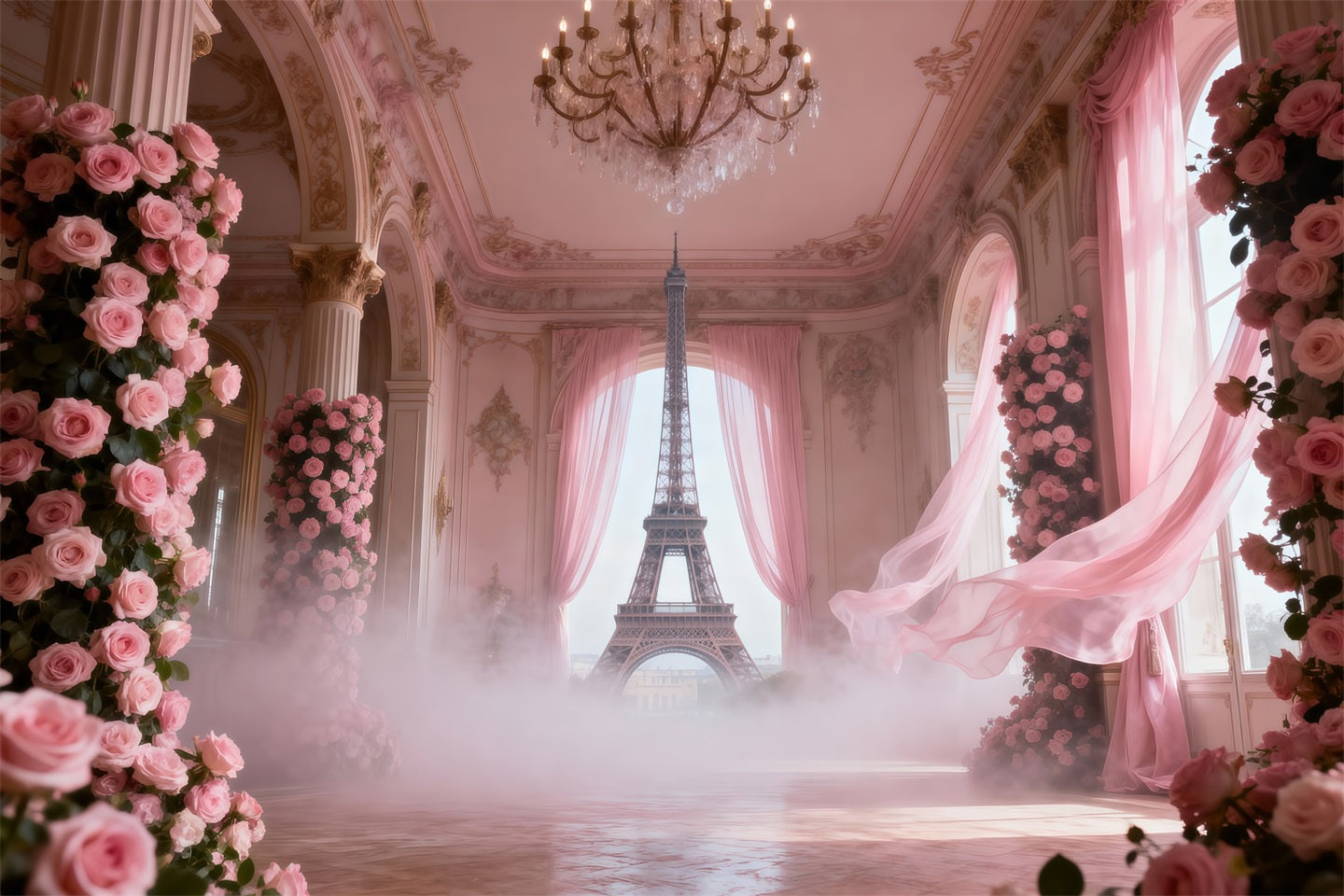 Fond Photo Paris Salle Palais Blush Roses RR61-44
