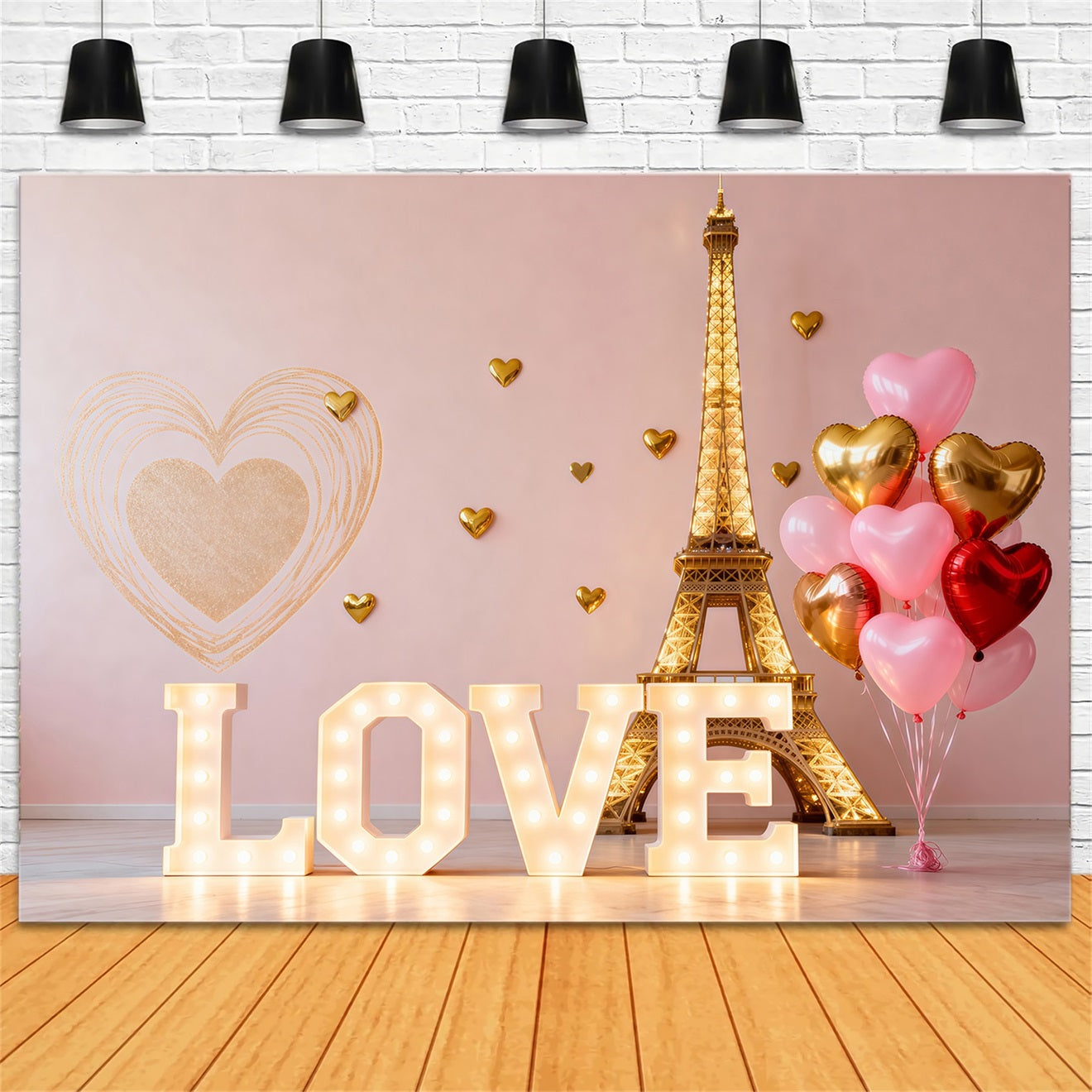 Toile de fond Paris Cœur Ballons Amour Saint-Valentin RR61-45