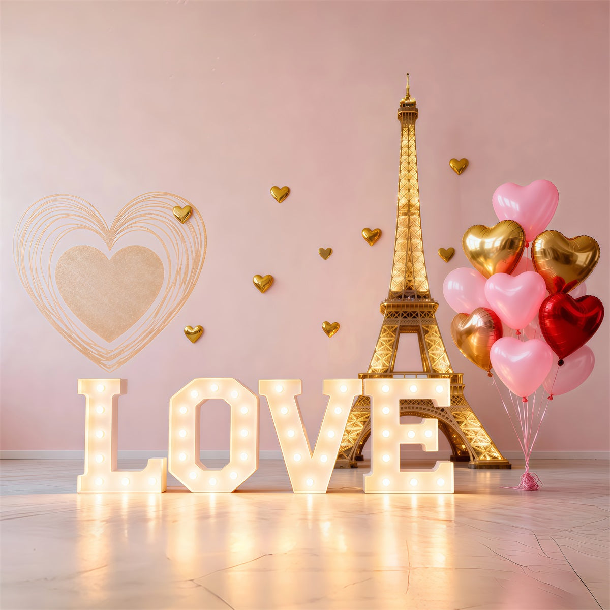 Toile de fond Paris Cœur Ballons Amour Saint-Valentin RR61-45