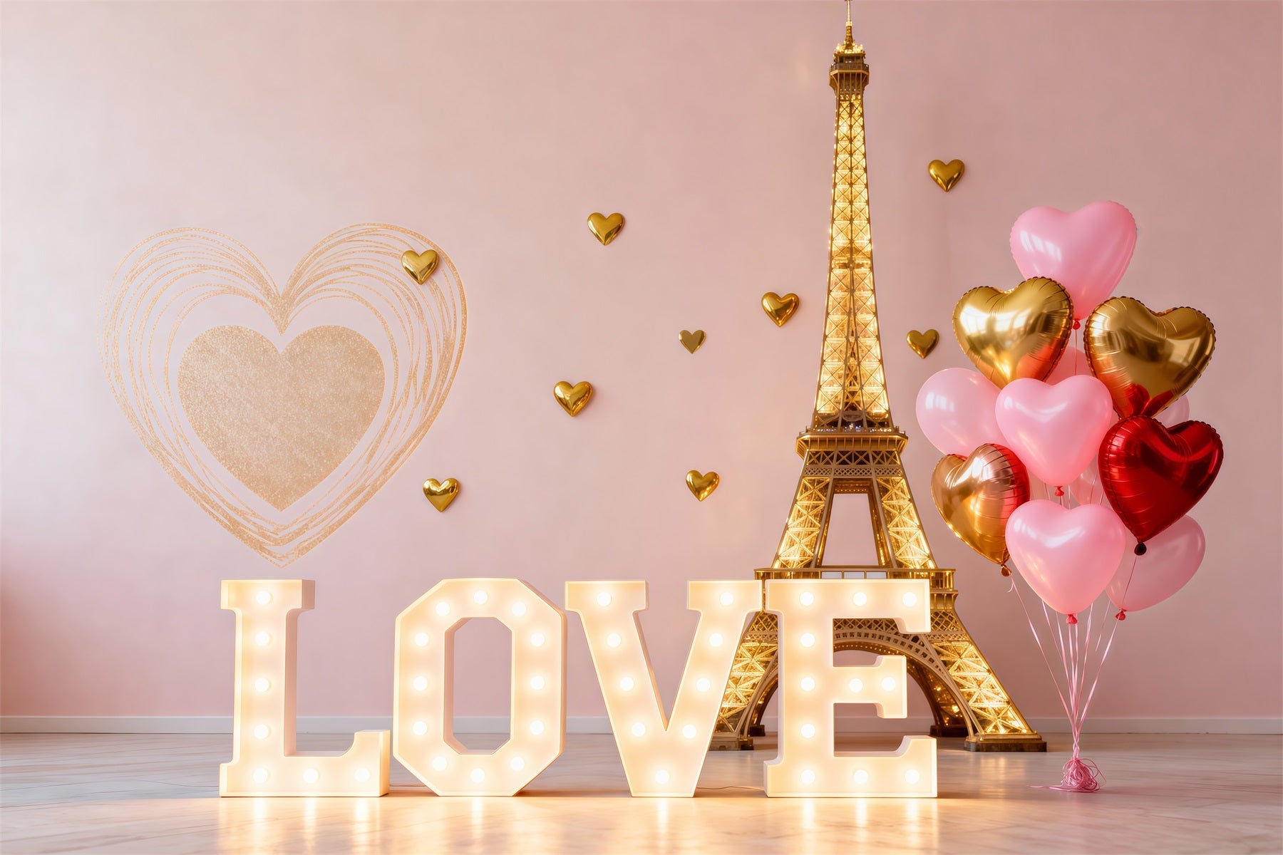 Toile de fond Paris Cœur Ballons Amour Saint-Valentin RR61-45