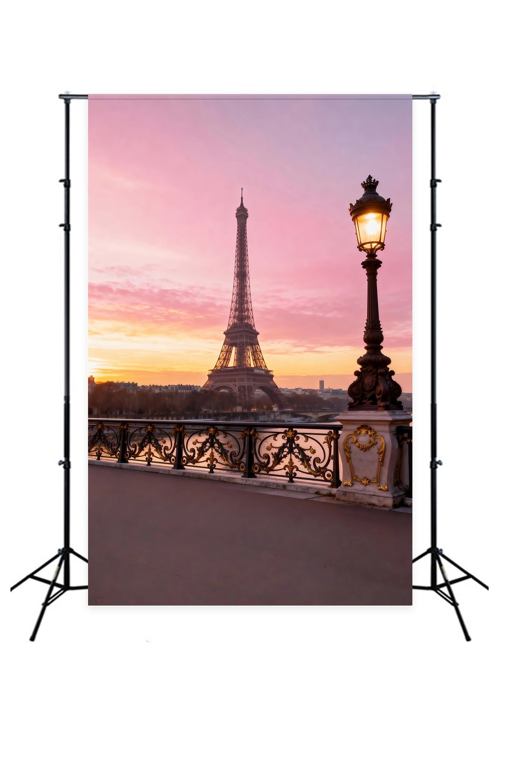 Toile de fond Photo Tour Eiffel Pont Lampadaire Coucher De Soleil Romance RR61-47