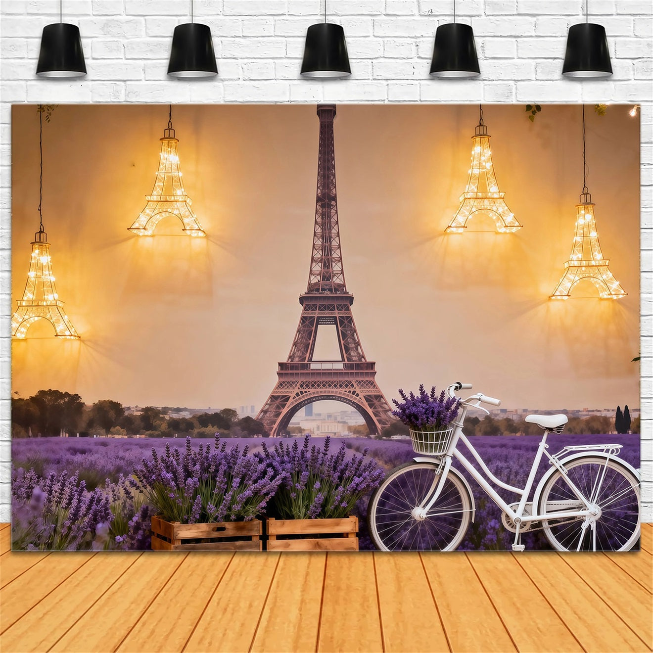 Toile de fond Photo Paris Champ Lavande Vélo Lueur RR61-51