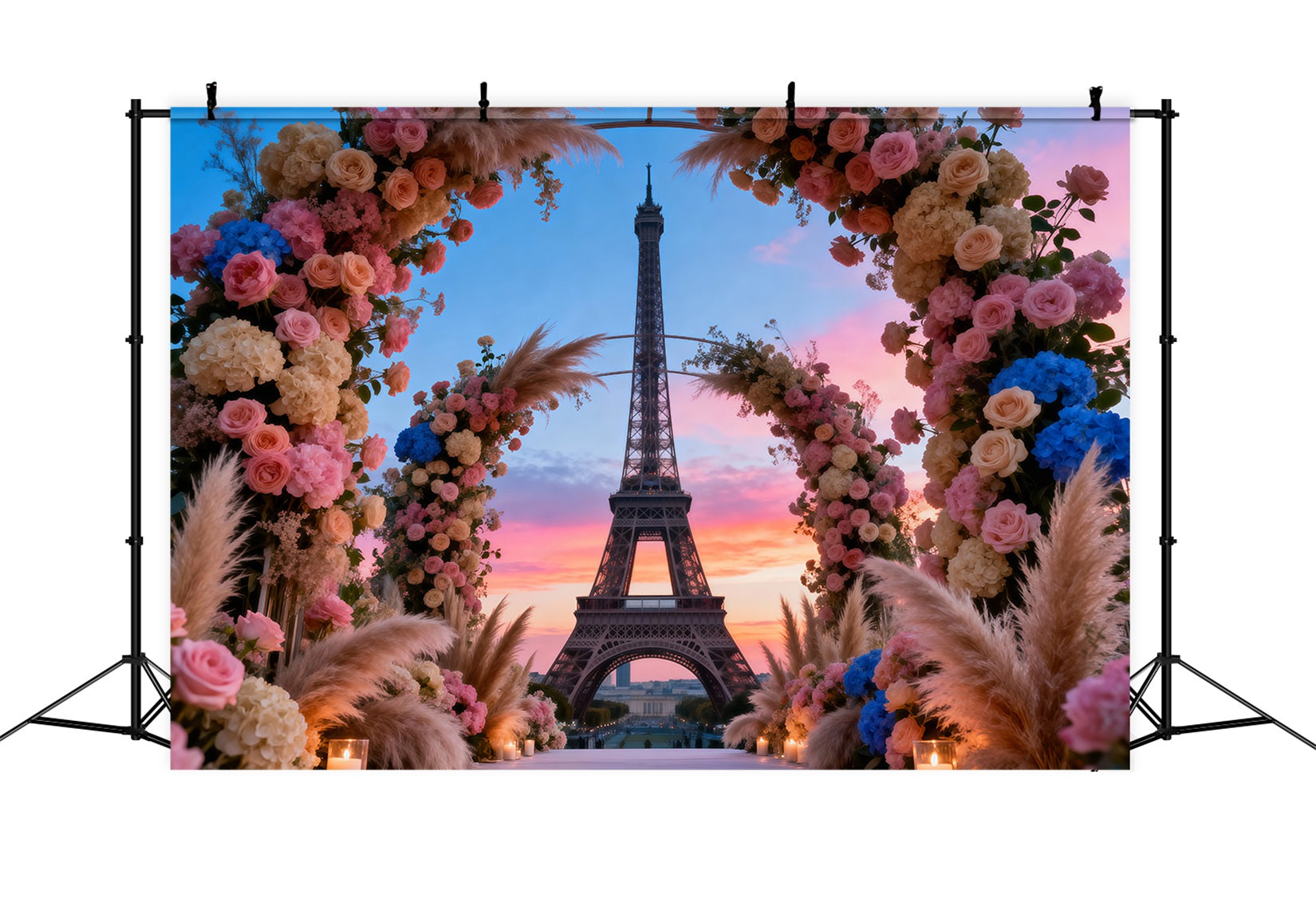 Fond Photo Tour Eiffel Grande Arche Florale Bohème RR61-56