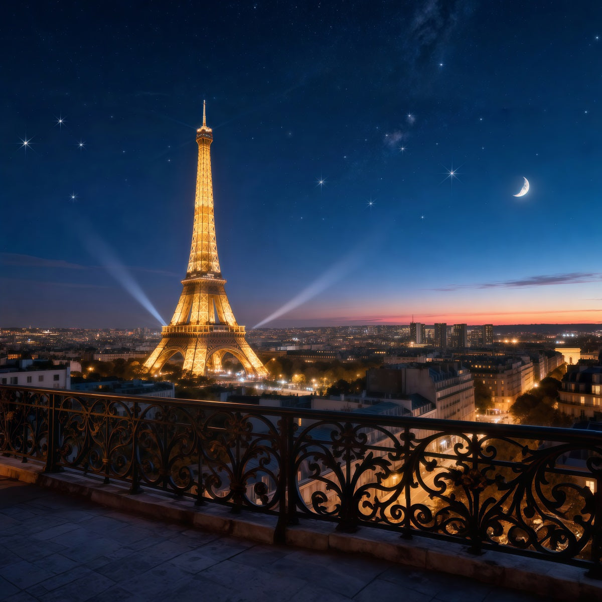 Toile de fond Photo Paris Horizon Étoilé Lueur Clair De Lune RR61-59