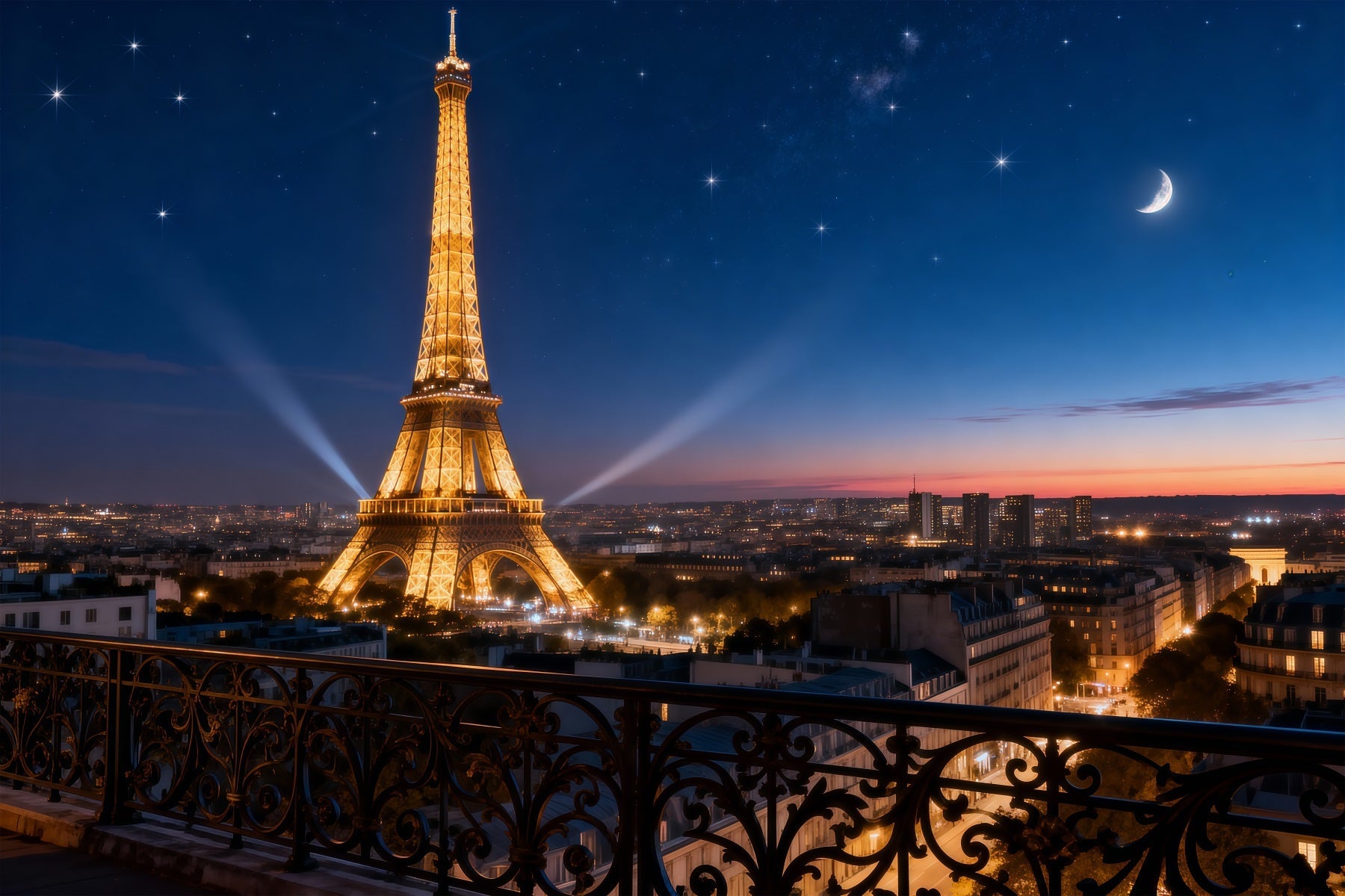 Toile de fond Photo Paris Horizon Étoilé Lueur Clair De Lune RR61-59